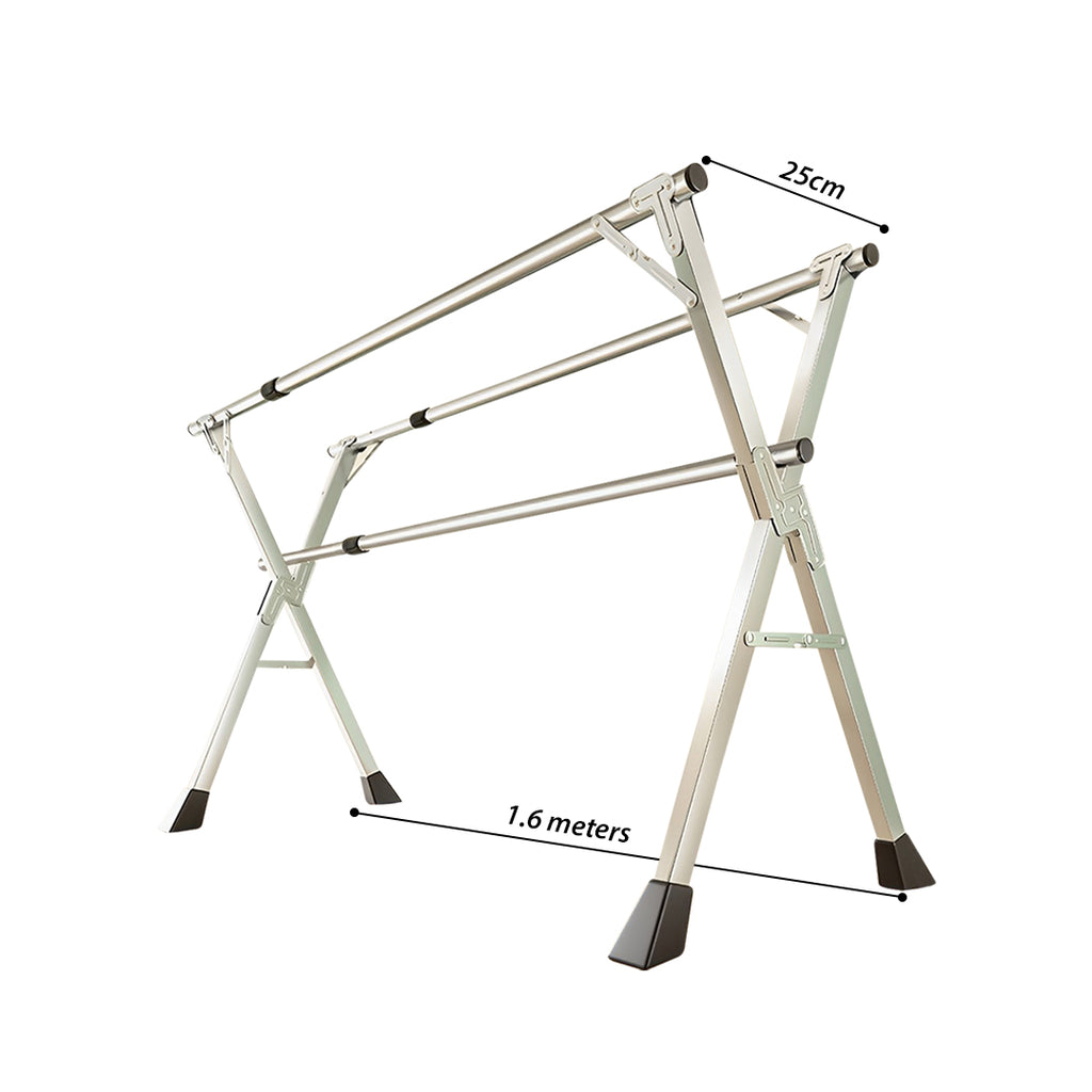 1.6m Portable Standing Clothes Drying Rack 3 Poles