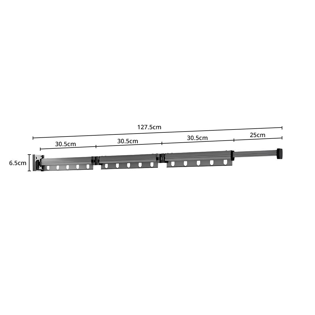 127.5cm Wall-Mounted Clothing Dry Rack Retractable Hanger