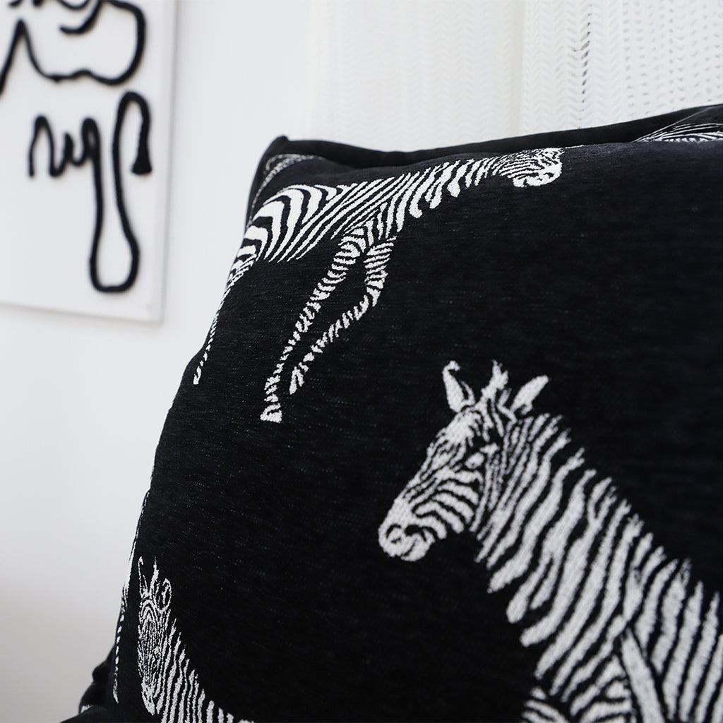 45cm Black Light Luxury Zebra Cushion