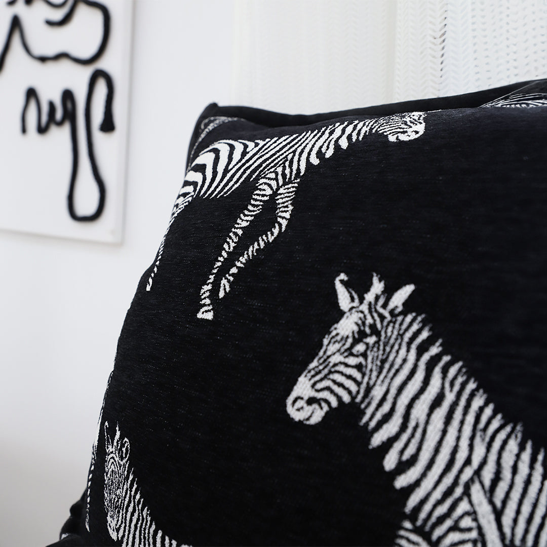 45cm Black Light Luxury Zebra Cushion