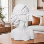 SOGA 36cm White Resin Sculpture Blindfold Lady Bust Design for Home Décor