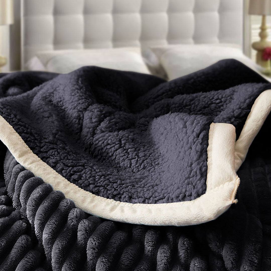 Black Throw Blanket Warm Cozy Double Sided Thick Flannel