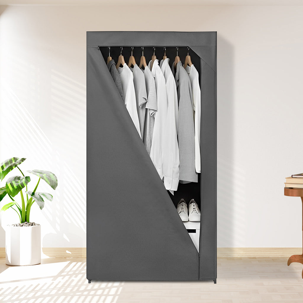 SOGA 75x45xcm Gray Clothes Organizer Rack with Zippered Dust Cover