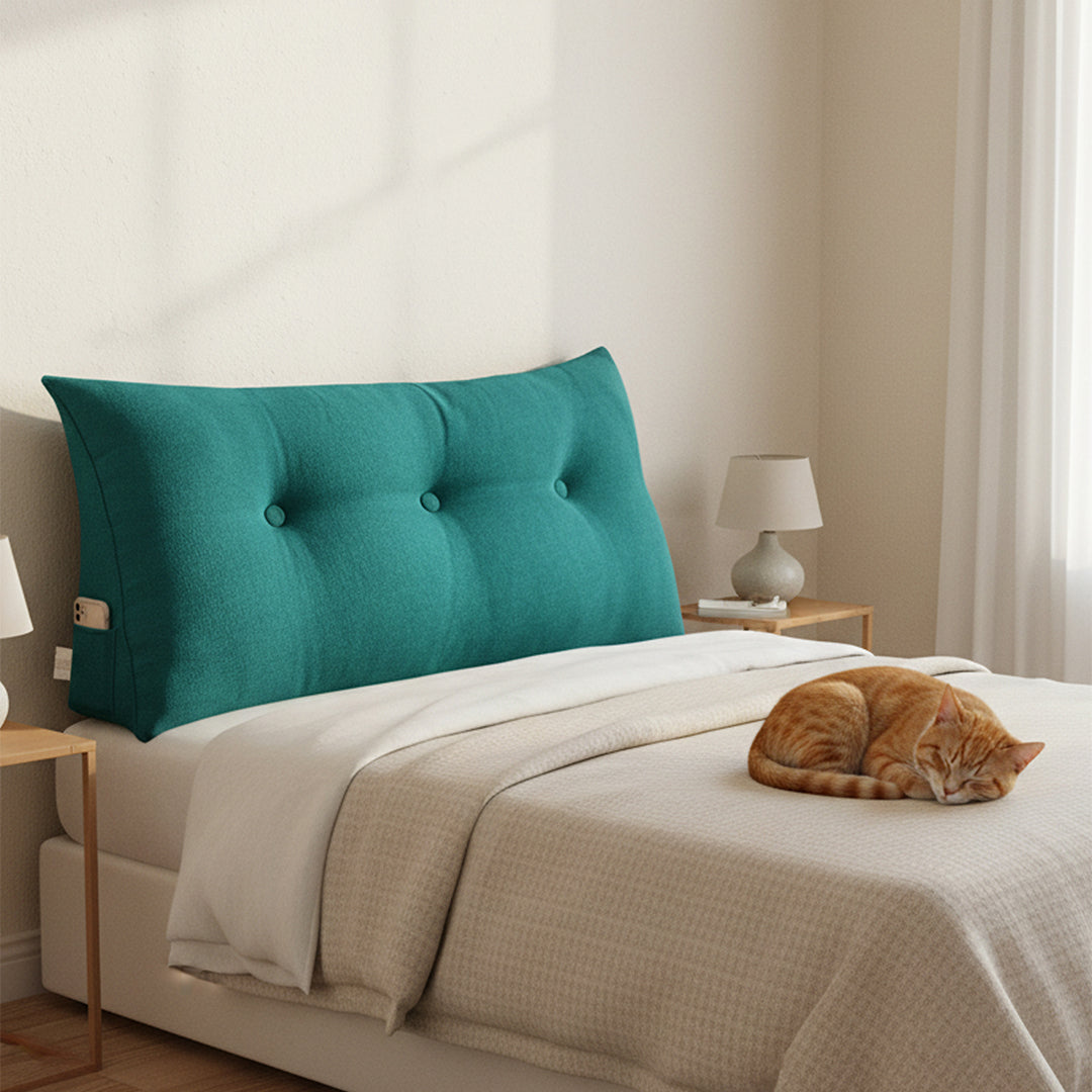 SOGA 100cm Blue Green Wedge Bed Cushion