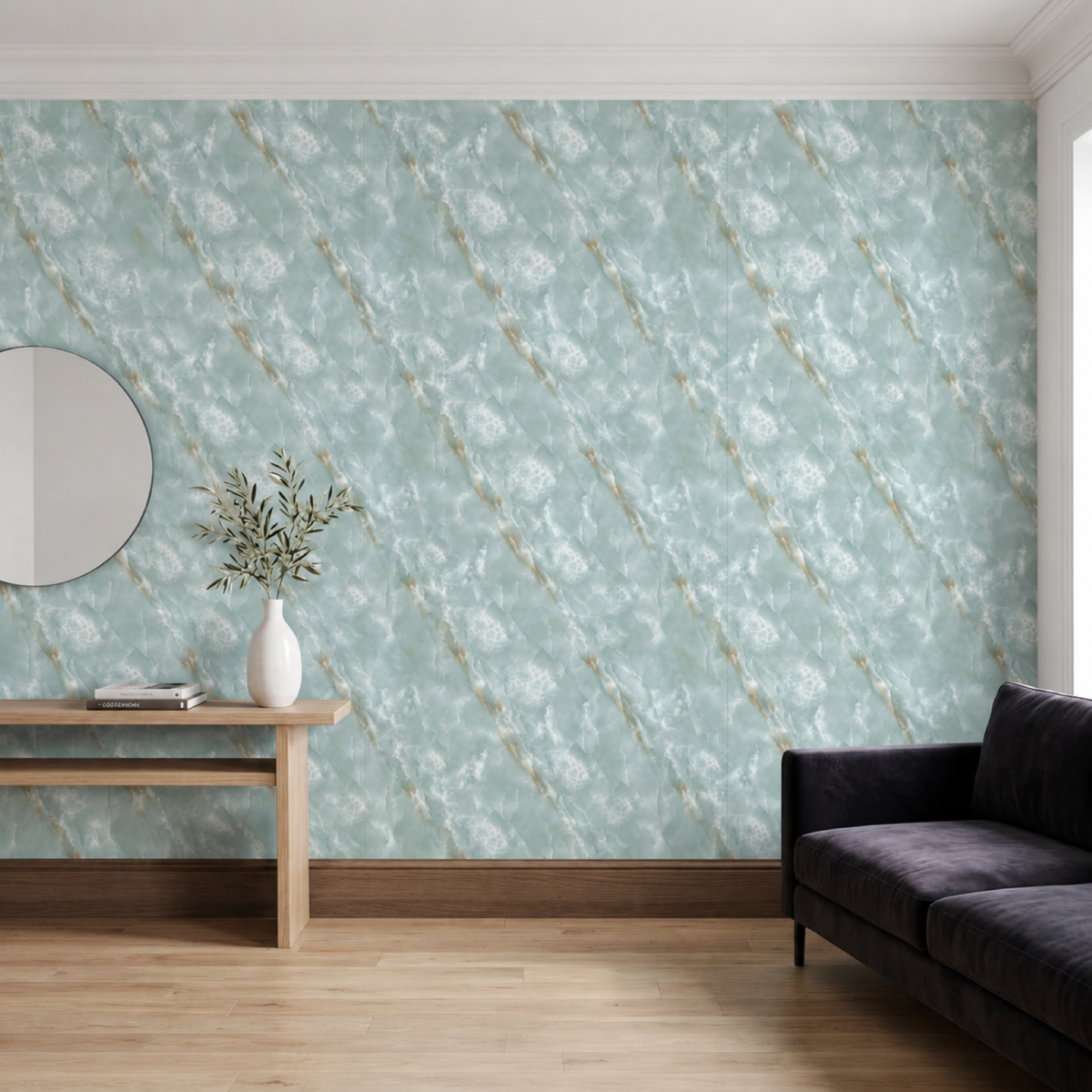 SOGA Peel & Stick Floor and Wall Tiles 30 x 60cm 10 Pack Jade Faux Marble
