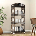 38x24cm Black 4 Tier Bookshelf & Cosmetic Storage Organizer Trolley Rack