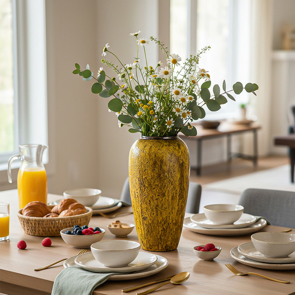 35x17cm Yellow Large Ceramic Flower Vase Elegant Living Room Home Decor