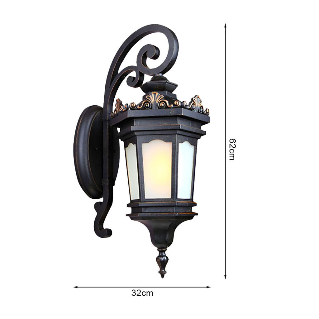 Vintage Lantern 62cm Wall Light Elegant Aluminum & Glass Design