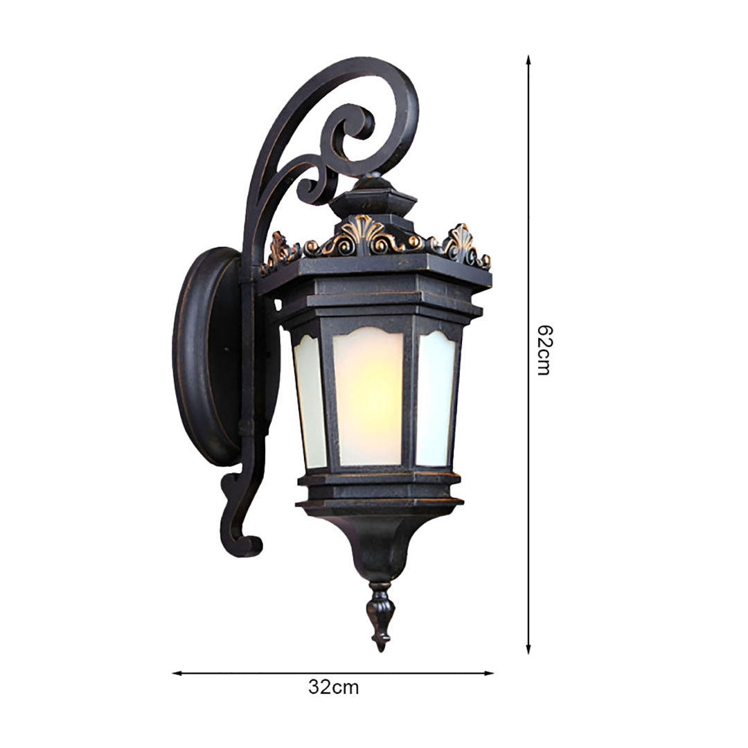 Vintage Lantern 62cm Wall Light Elegant Aluminum & Glass Design