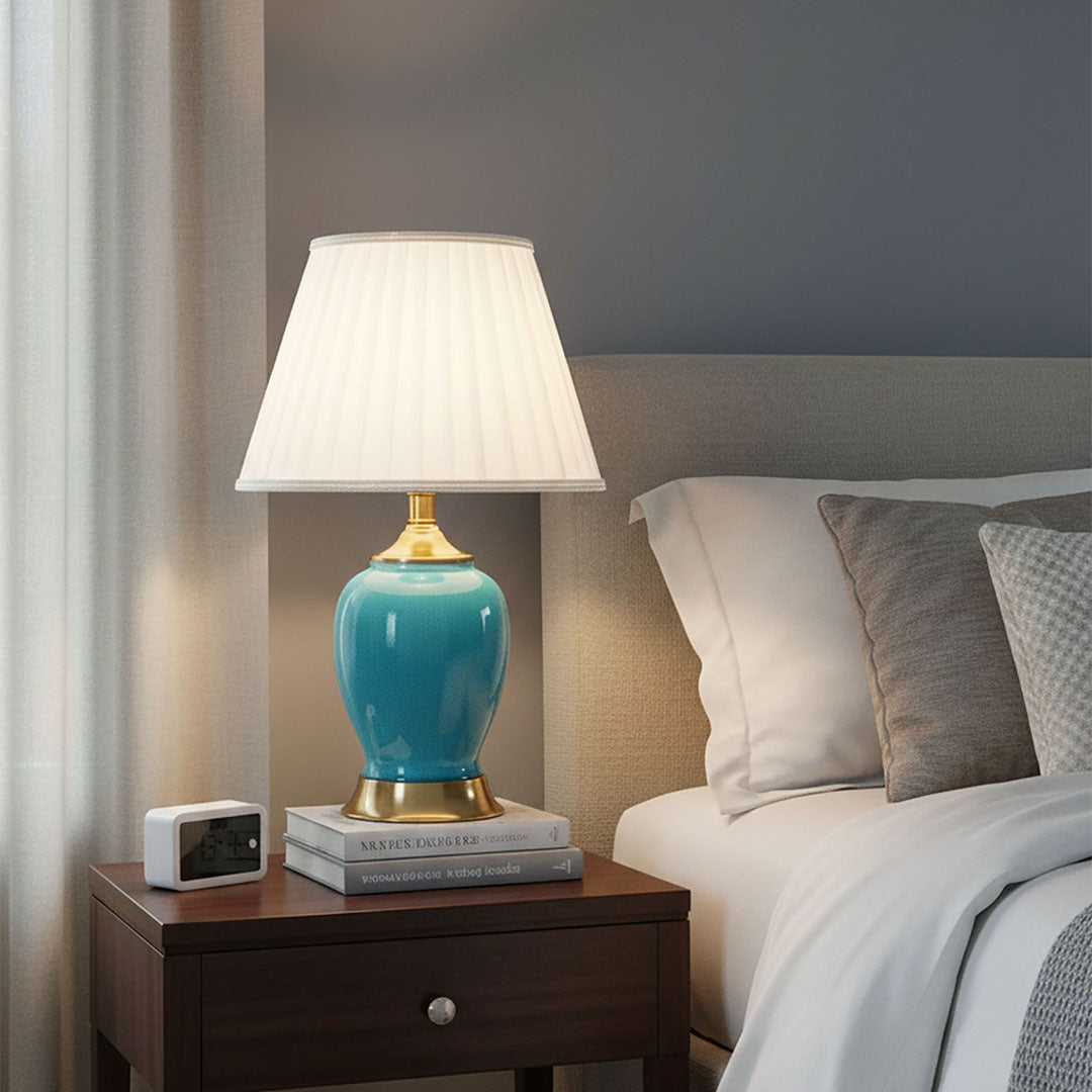 Ceramic Oval Table Lamp Blue