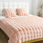 SOGA 160X200cm Throw Blanket Pink Double Layer Rabbit Fur Cozy