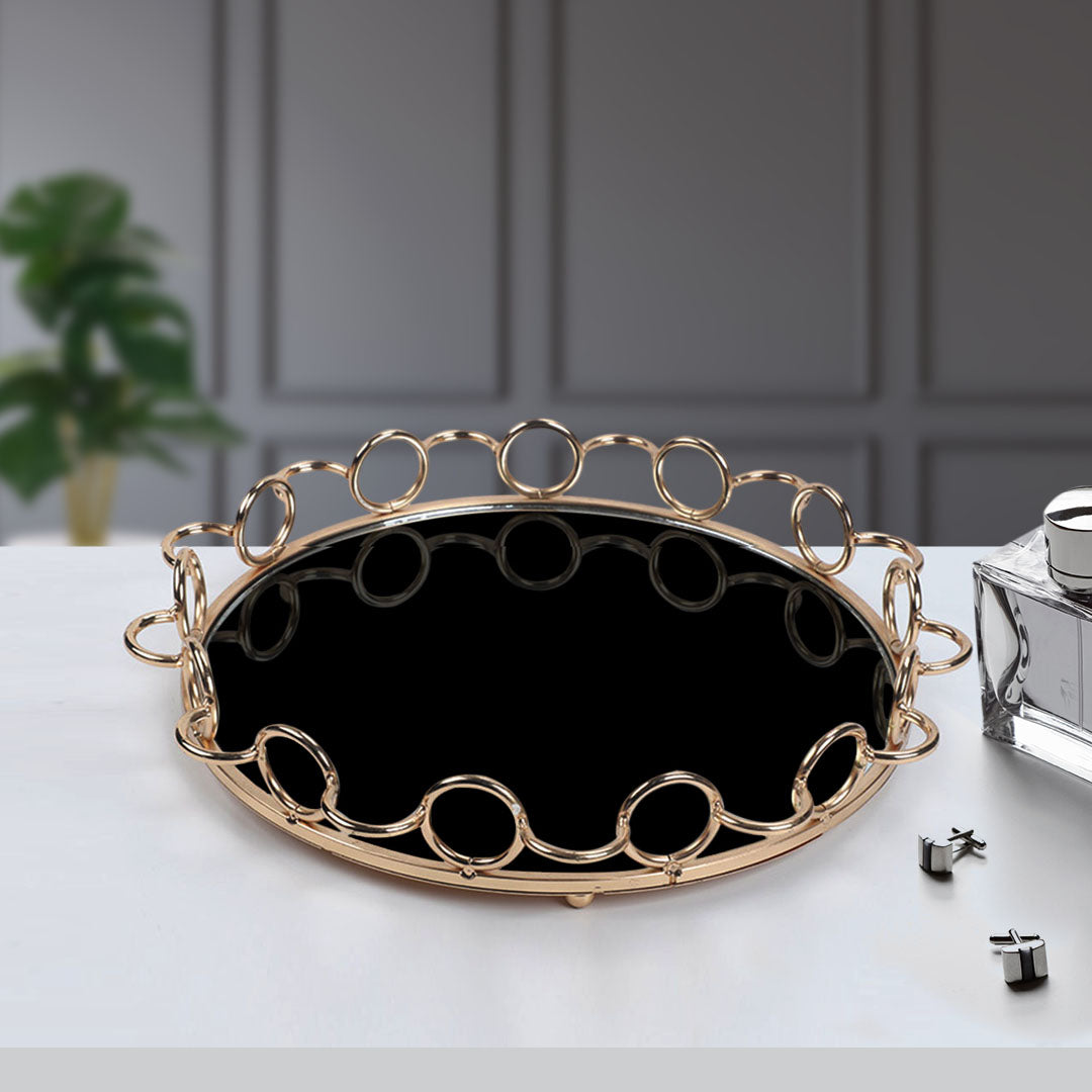 38cm Round Vanity Tray Organiser with Handles