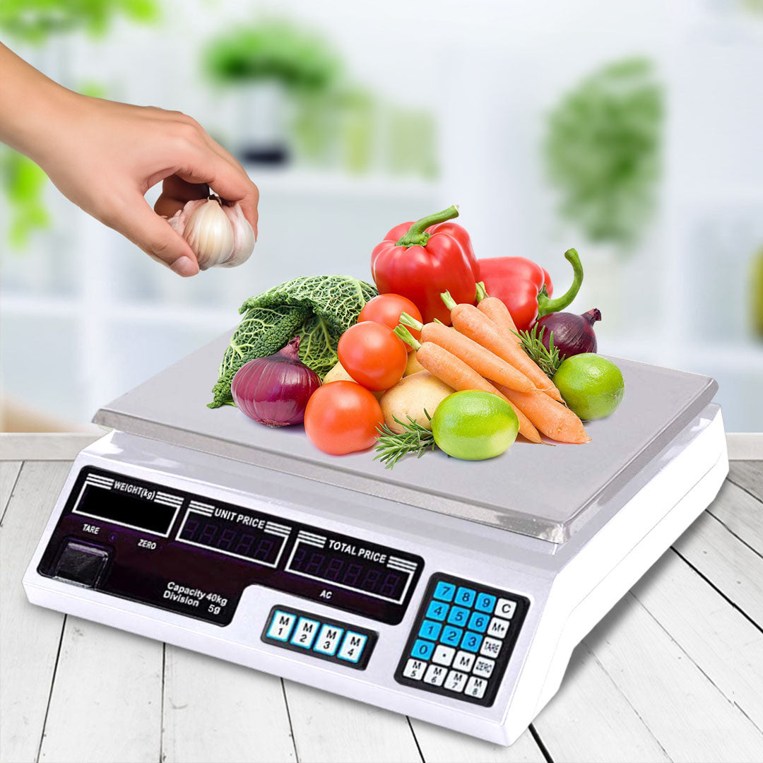 40kg Digital Commercial Kitchen Scales White