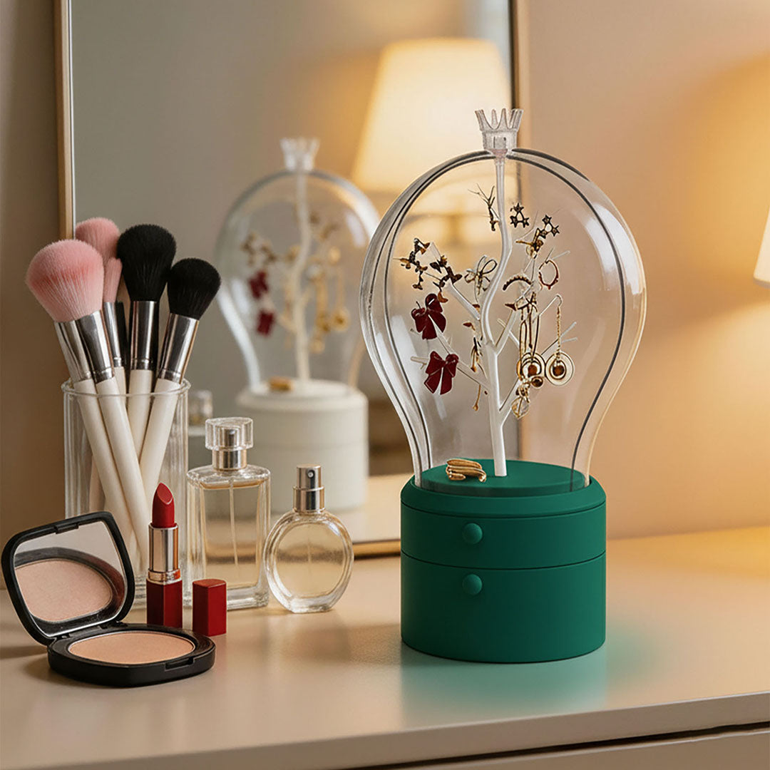 Green 360 Degree Rotating LED Light  Jewelry Storage Organiser