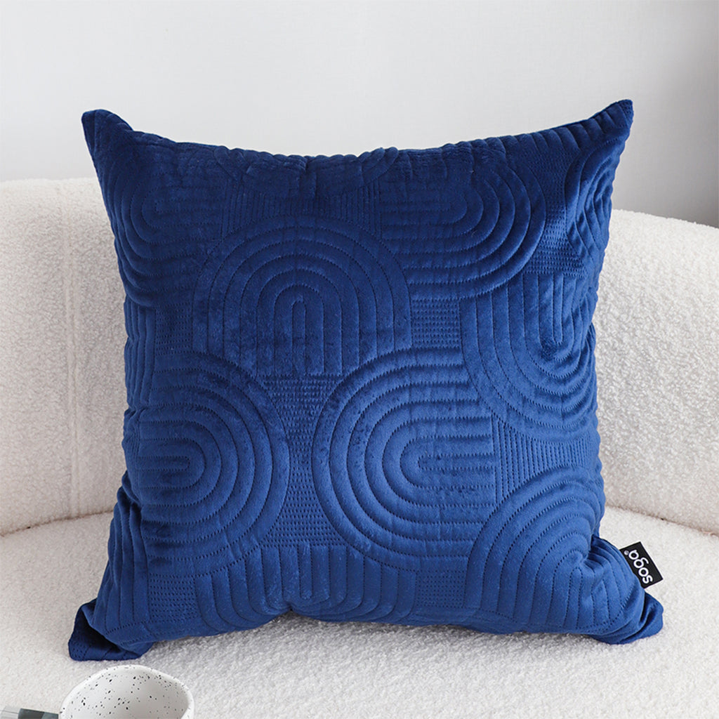 SOGA 50cm Blue Textured Geometric Pattern Decorative Throw Pillow