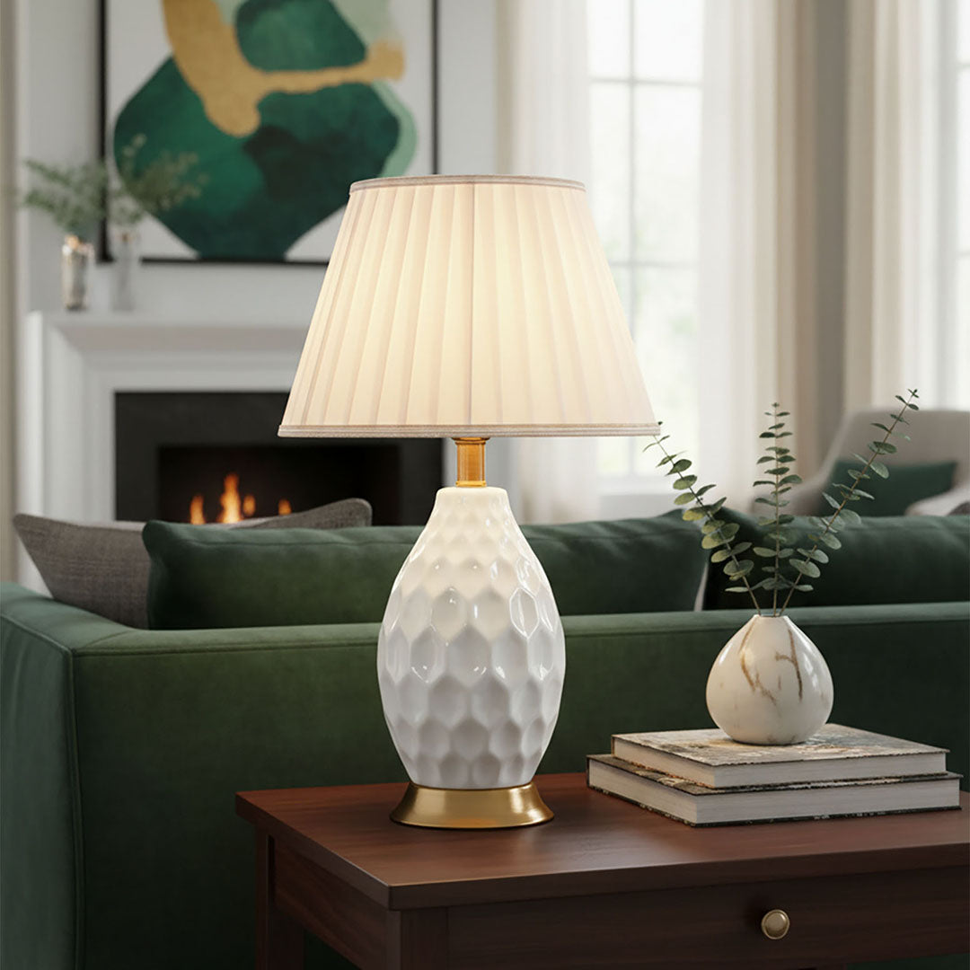 Textured Ceramic Table Lamp White