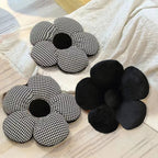 SOGA Black Flower Cushion Shaped for Floor and Sitting Throw Pillow