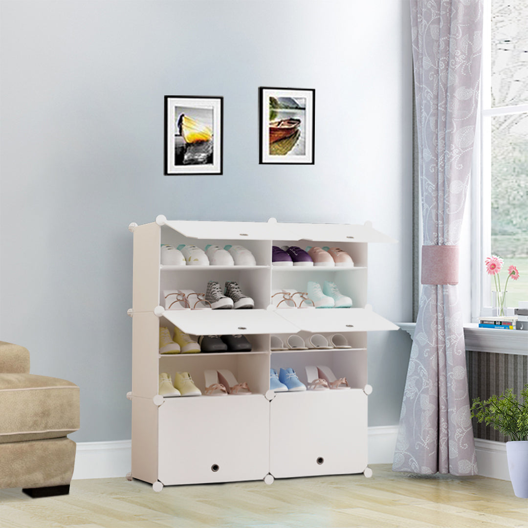 5 Tier 2 Column White Shoe Rack Organize