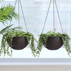 SOGA 2X Coffee Large Self-Watering Hanging Resin Planters