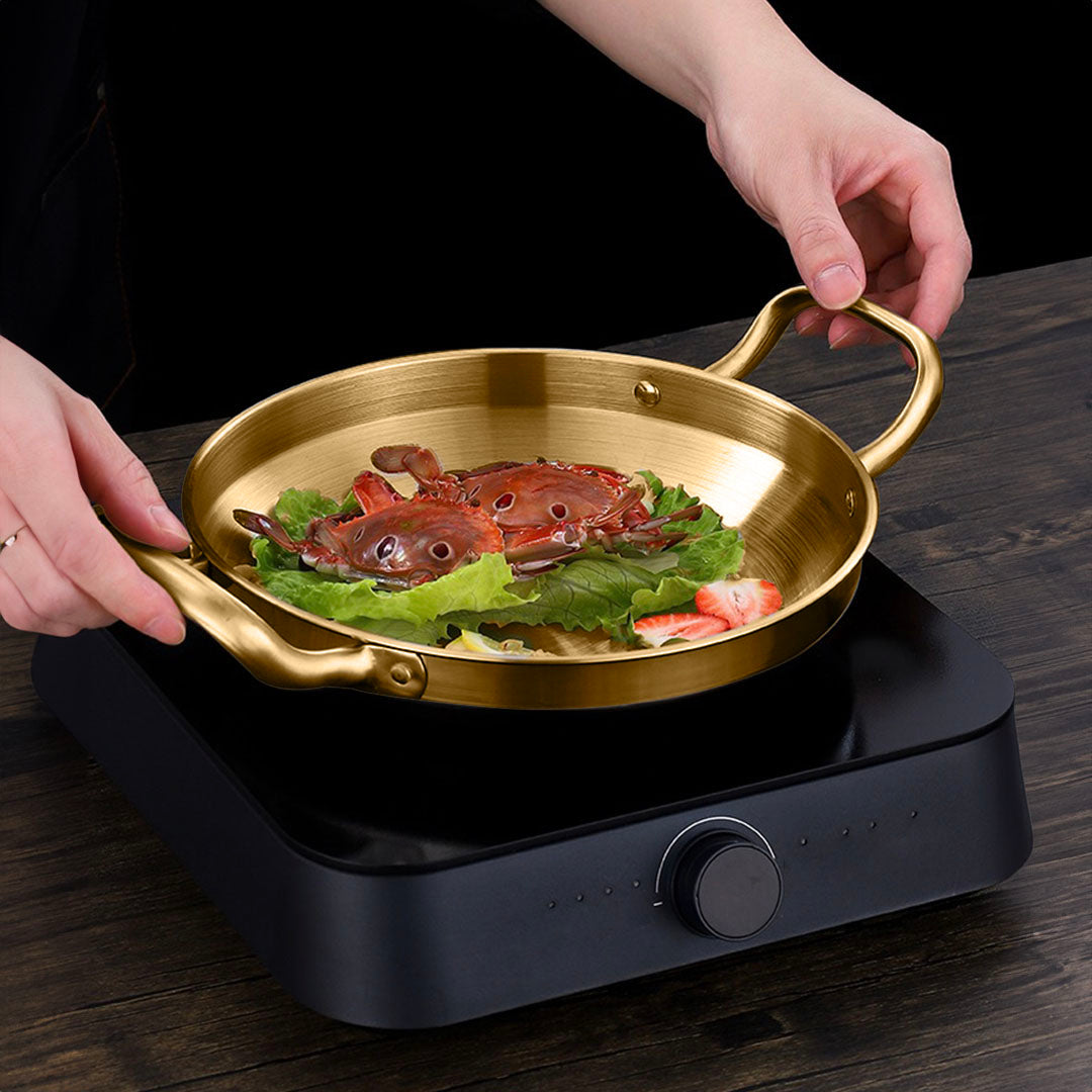 28cm Dry Pot Gold Plated 202 Material Stainless Steel and Kitchen Essential