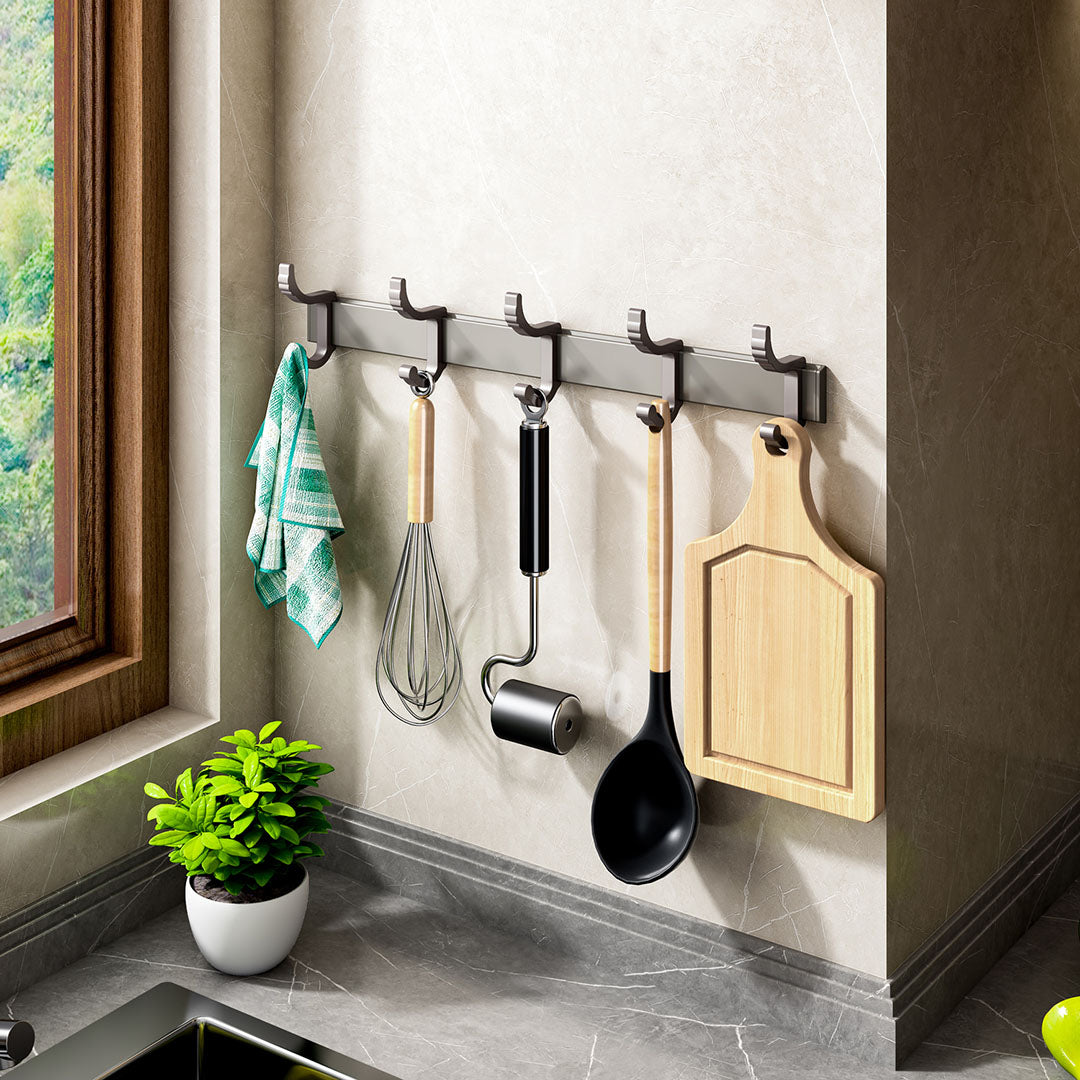 37cm Wall Mounted Towel Rack with Durable Hooks