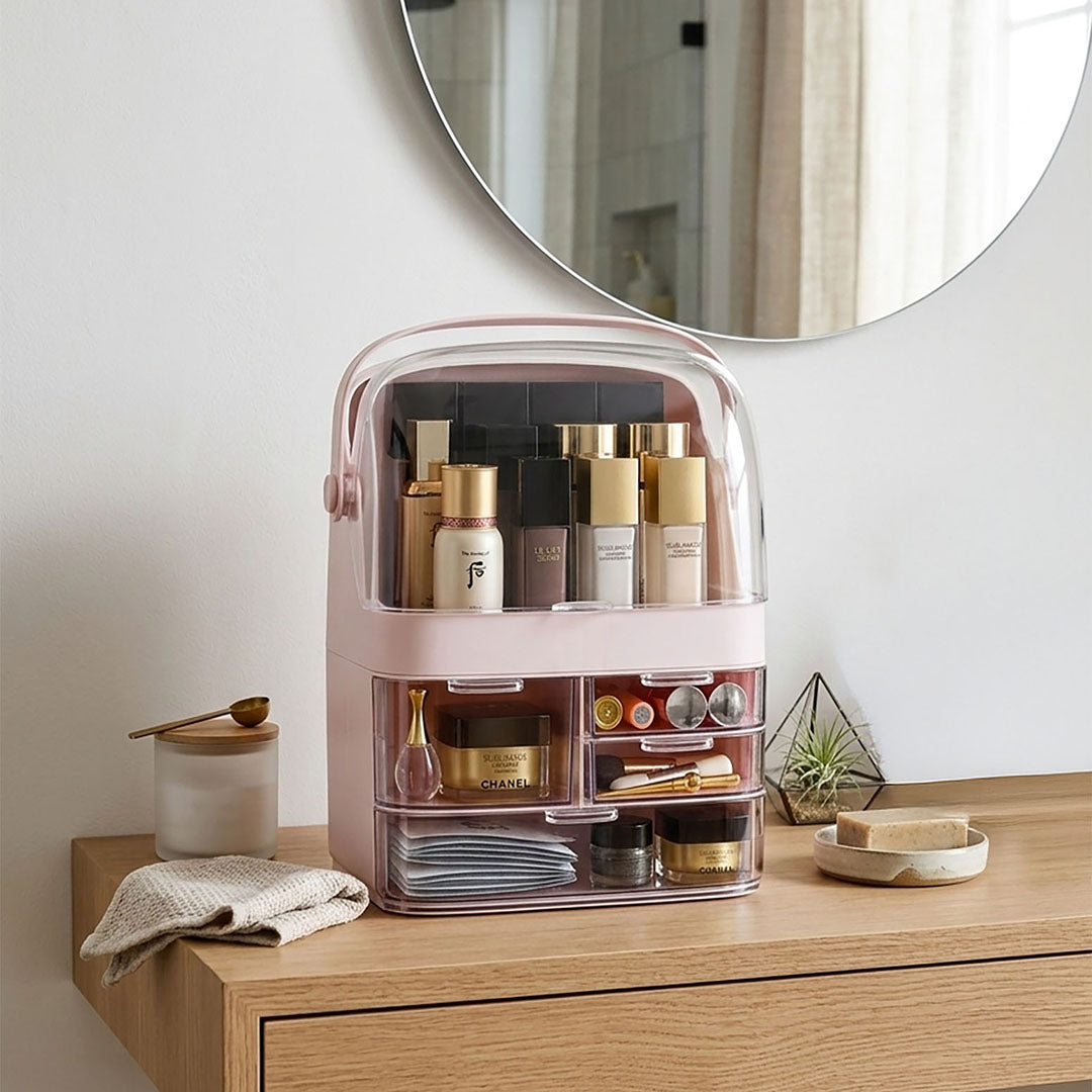 3 Tier Pink Countertop Cosmetic Storage Organiser
