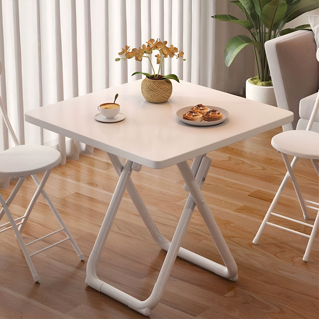 80cm White Square Table with White Legs