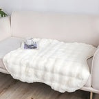 SOGA One-seater White Faux Fur Throw Blanket 90x90cm Polyester