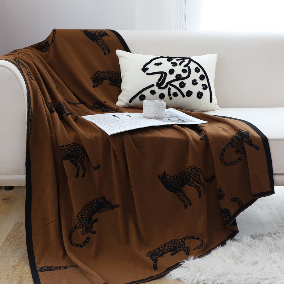 SOGA Black Brown Animal Print Throw Blanket 130x180cm Polyester
