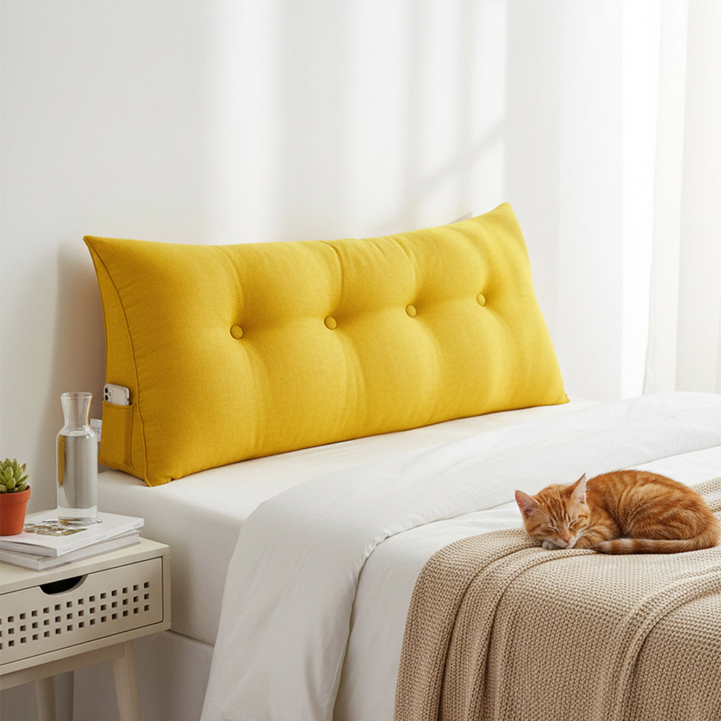 SOGA 120cm Yellow Triangular Wedge Bed Pillow Headboard Backrest