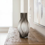 SOGA 33cm Glass Vase Grey with Beautiful glass Bubble Texture Art Vases