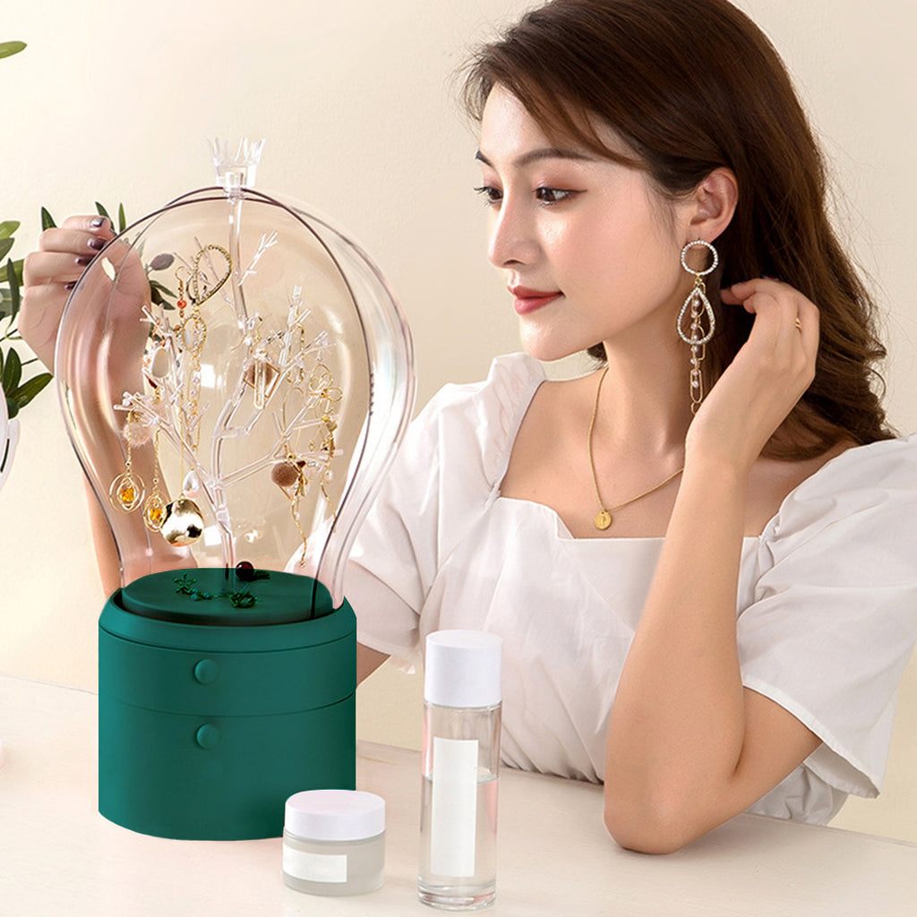 Green 360 Degree Rotating LED Light  Jewelry Storage Organiser