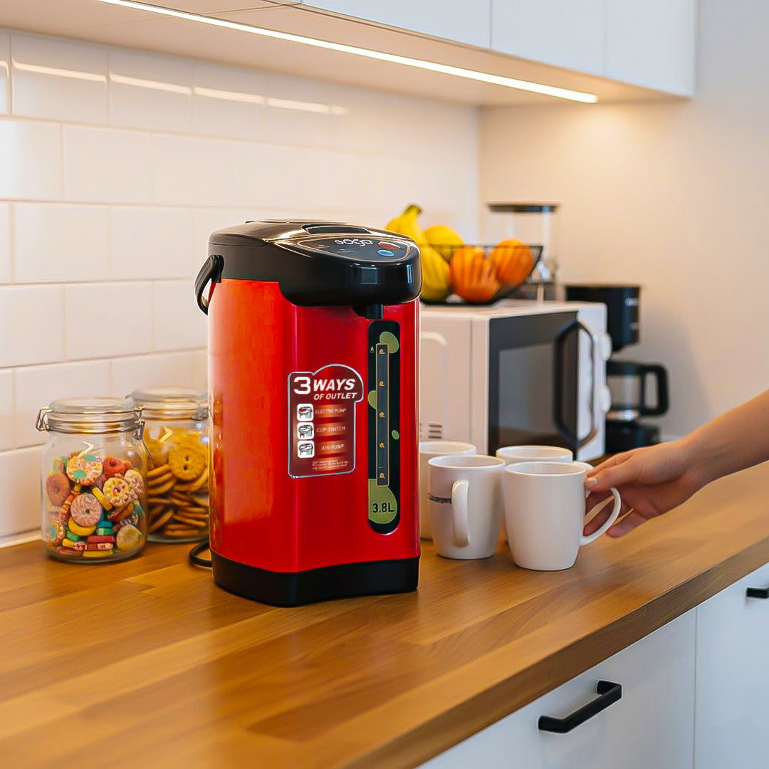 SOGA 2X 4.2L Red Stainless Steel Electric Thermal Pot Dispenser with 3 Dispensing Modes