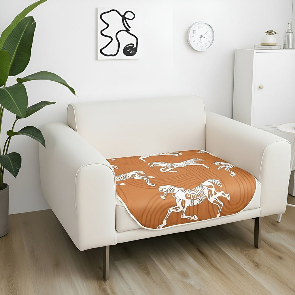 SOGA One-Seater Orange Horse Print 90x90cm Throw Blanket Sofa Cover