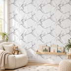 SOGA Peel & Stick Floor and Wall Tiles 30 x 30cm 10 Pack White Grey Faux Marble