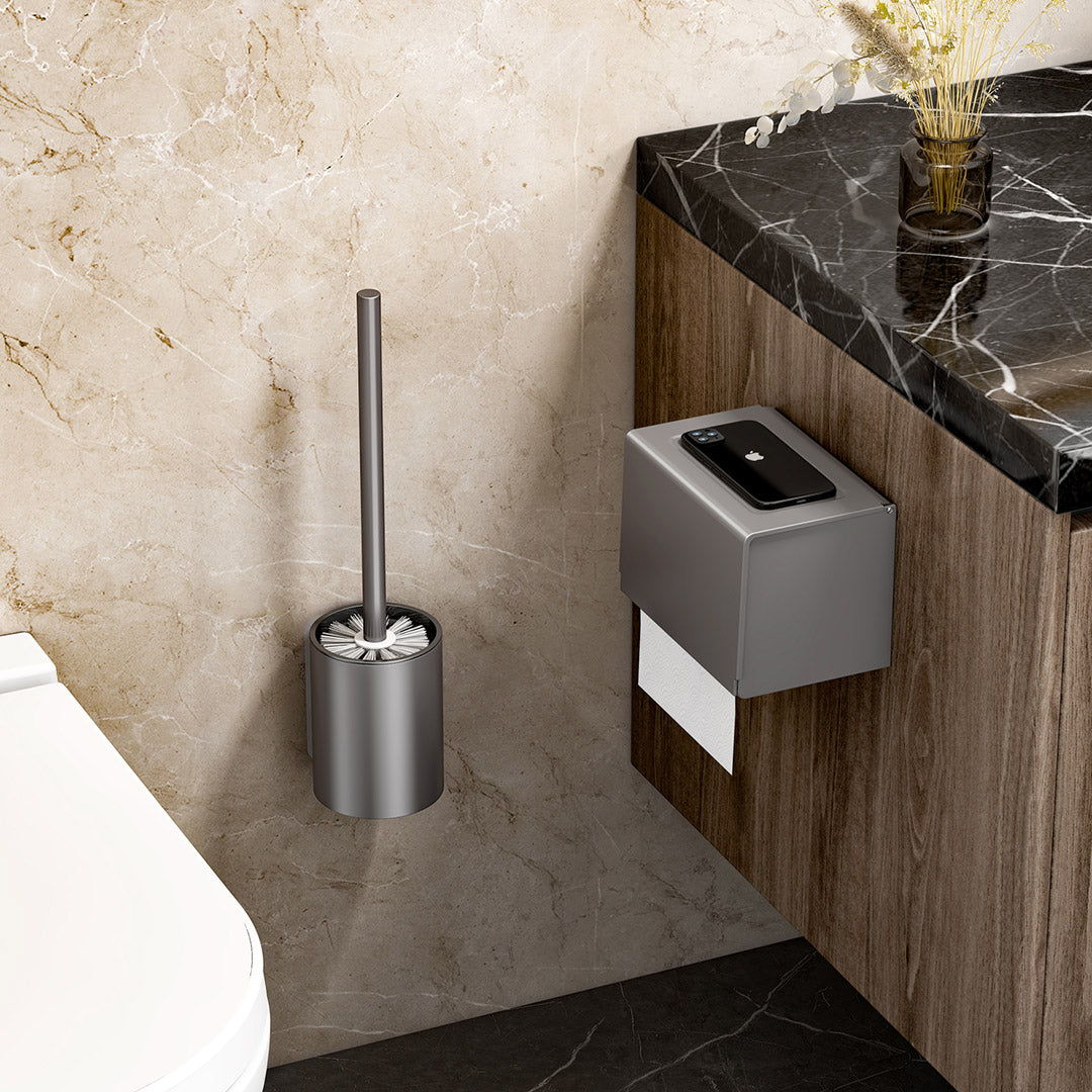 27cm Wall-Mounted Toilet Brush –Dark Grey with Drain Holes