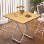 80cm Wood Color Board Square Table with White Legs