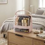 2 Tier Pink Countertop Makeup Storage Organiser