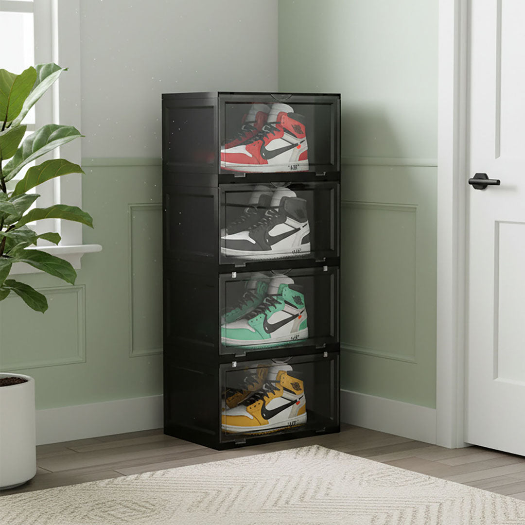 4 Tier Black Shoe Organiser