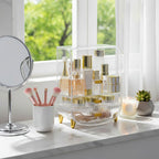 3 Tier Transparent Multifunctional Countertop Cosmetic Storage Drawer Type Organiser