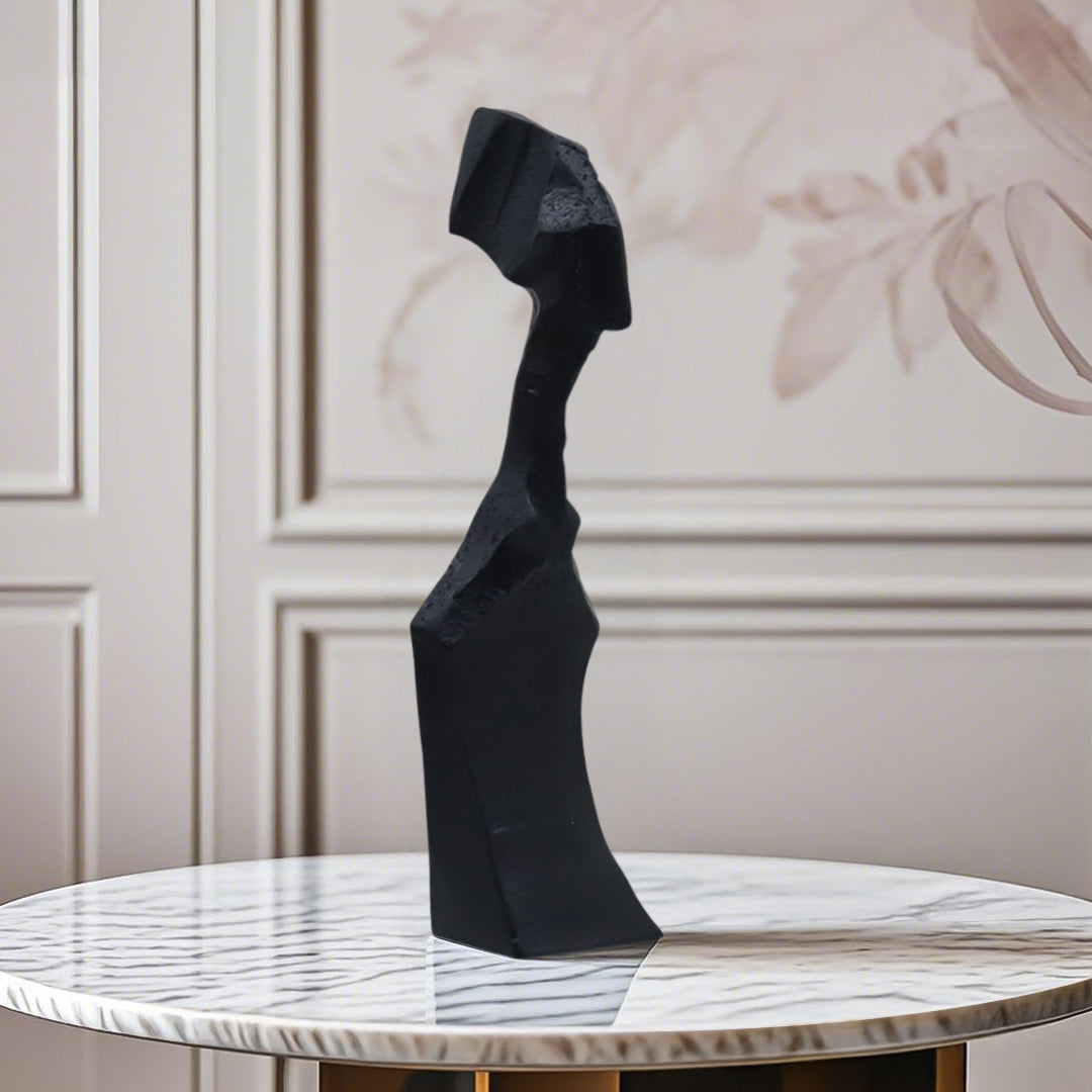 SOGA 40cm Black Resin Sculpture Minimalist Abstract Design Modern Art for Home Décor