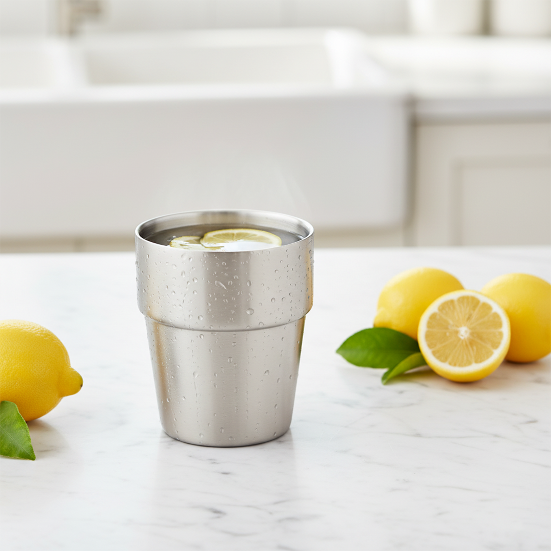 SOGA 260ml Stainless Steel Cups Set of 6 Reusable Durable Silver Drinking Tumblers