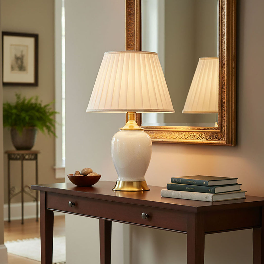 Ceramic Oval Table Lamp White