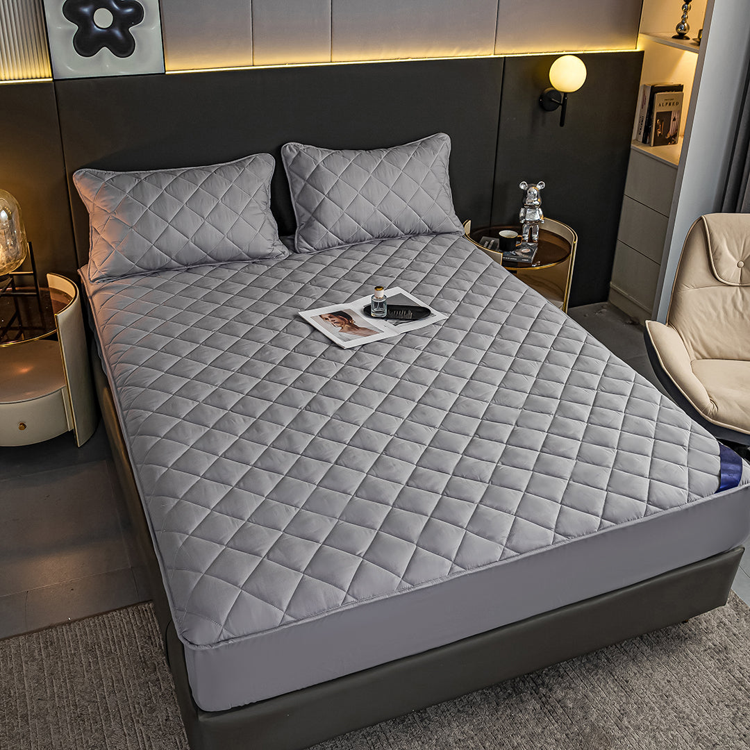 183cm Grey Wide Cross-Hatch Mattress Cove