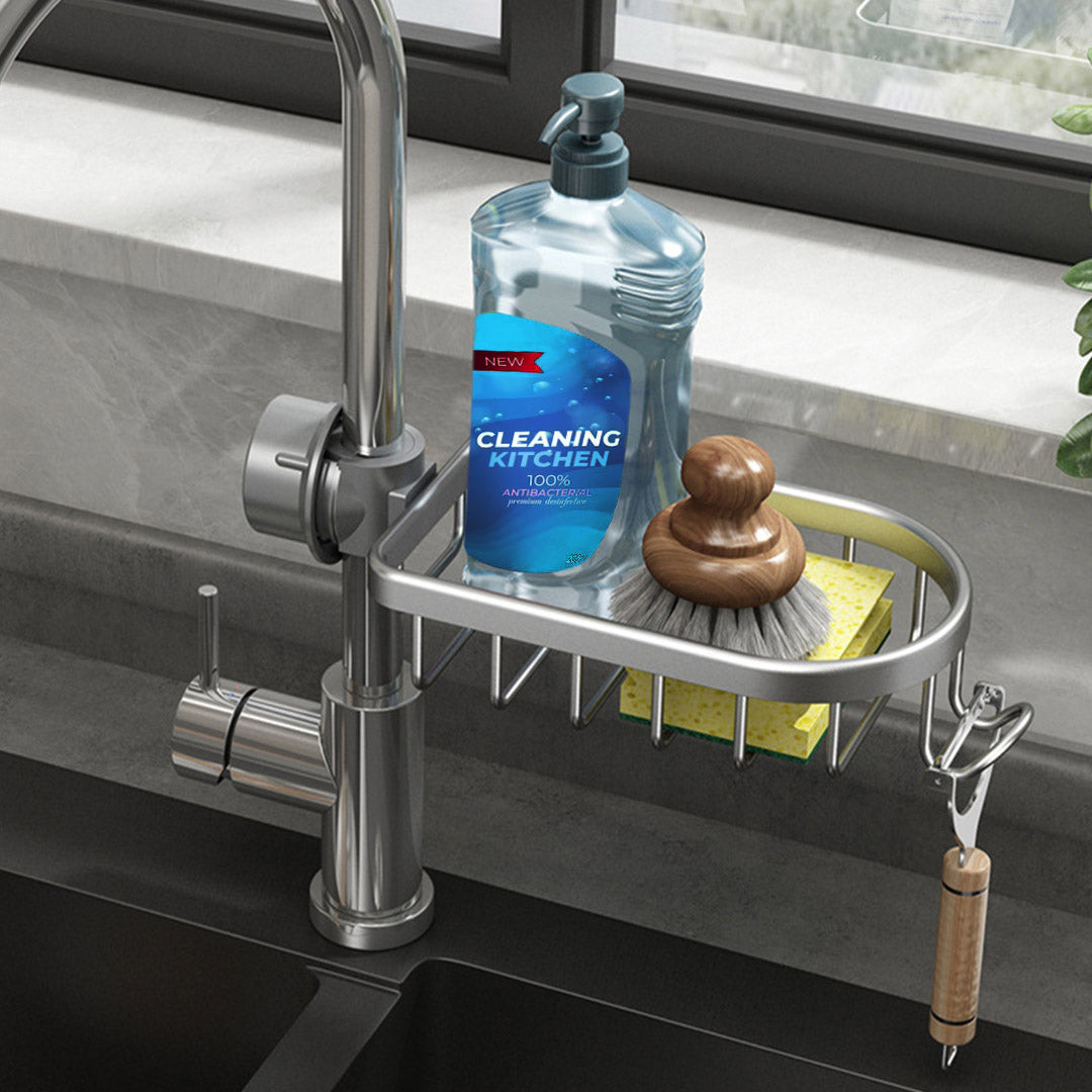 Dark Grey Single Kitchen Sink Faucet Organiser