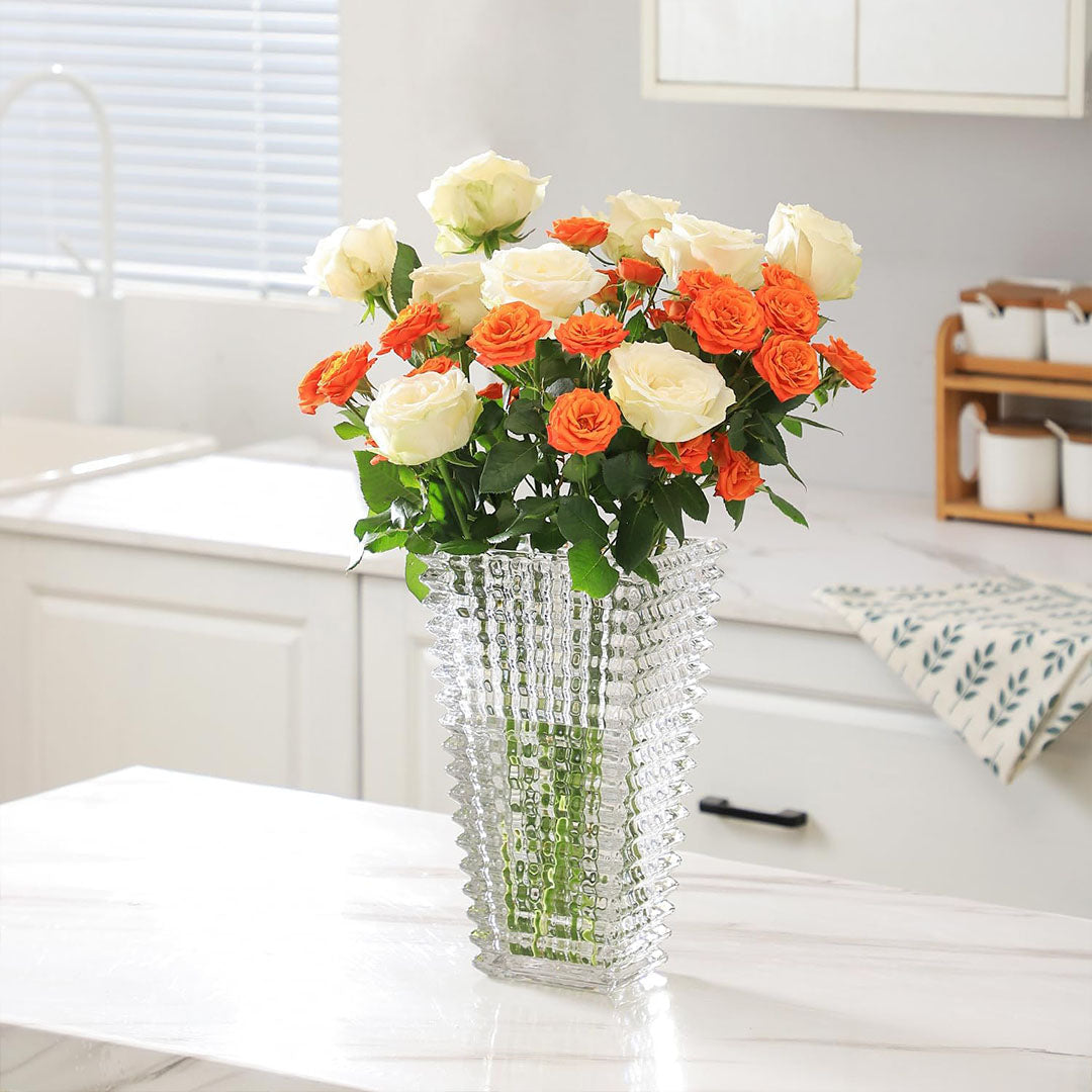 SOGA 22.5cm Handcrafted Clear Glass Vase, Classic Design for Home Decor