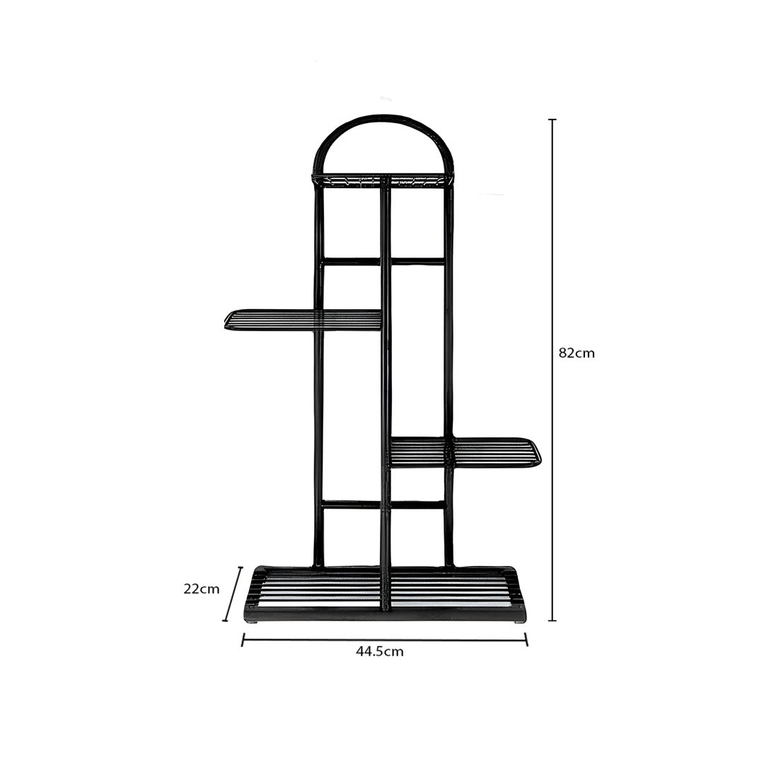 4 Tier Black Metal Plant Flowerpot Display Rack