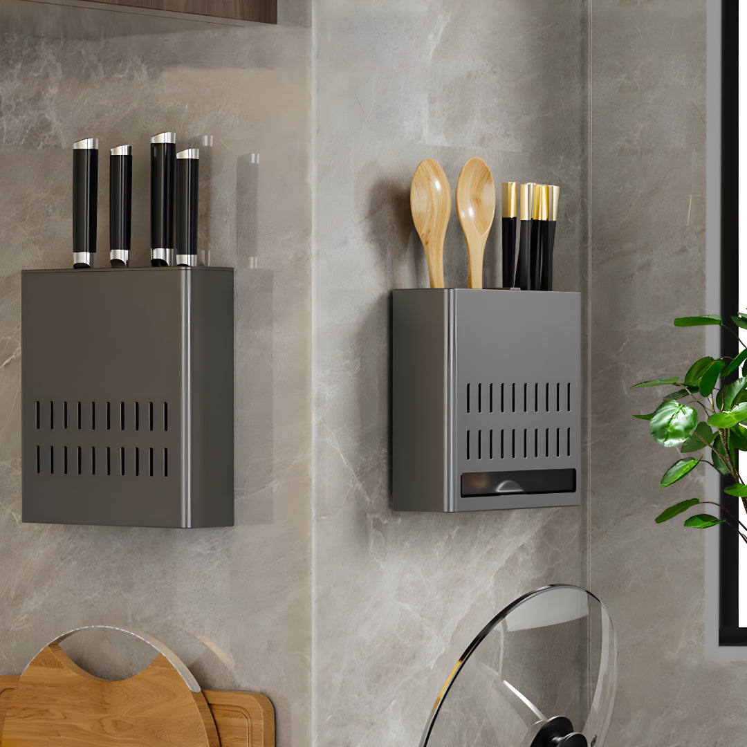 Wall Mounted Kitchen Utensil Rack Spoon Fork Chopstick Storage