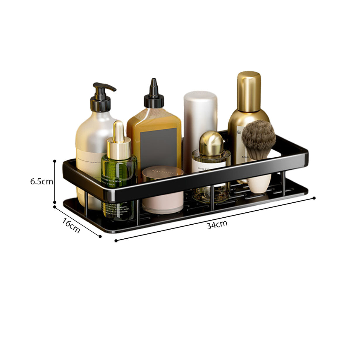Black Wall-Mounted Rectangular Bathroom Rack
