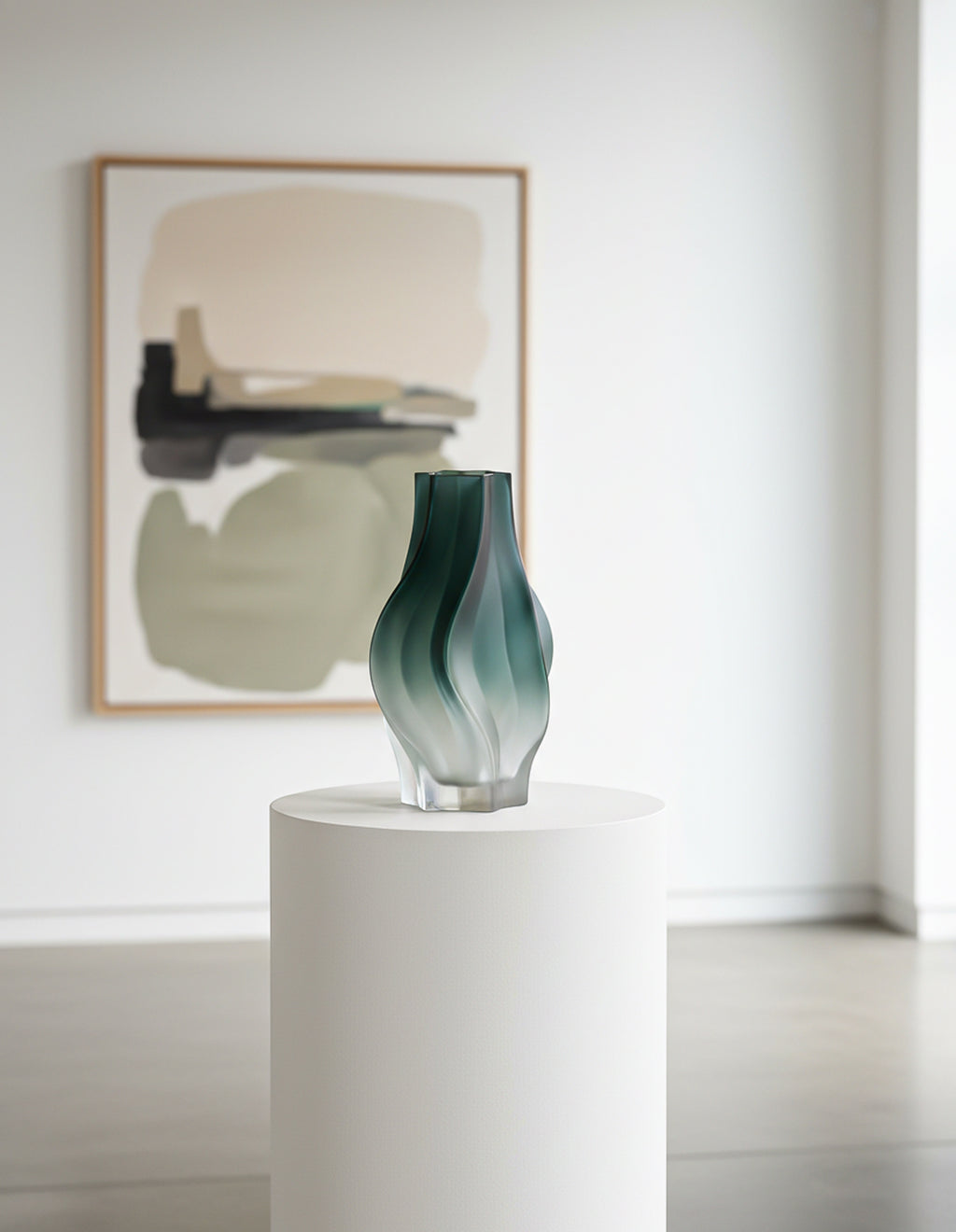 SOGA 27cm Glass Vase Blue with Beautiful glass Bubble Texture Art Vases
